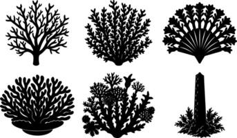 Coral Reef Silhouette Collection High Quality Scalable Illustration Set for Ocean Graphics and Marine Education Projects vector