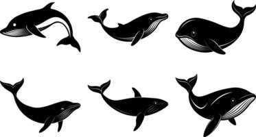 Whale Silhouette Collection High Quality Scalable Illustration Set for Ocean-Themed Designs and Educational Materials vector