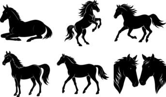 Horse Silhouette Collection Set and Editable Bundle for Equestrian Branding, Farm Projects, and Vintage Western Designs vector