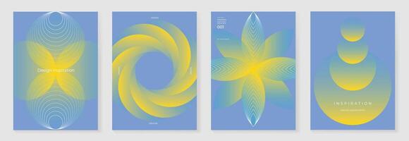 Modern gradient poster background set. Cover template with vibrant perspective geometric prism shapes and line. Ideal design for social media, cover, banner, flyer. vector