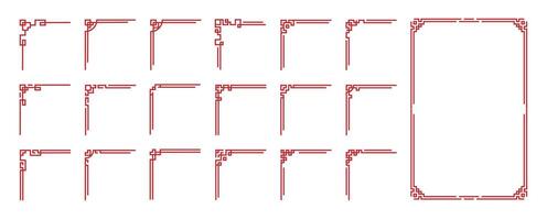 Asian red chinese, japanese, korean knot frames and borders. vector