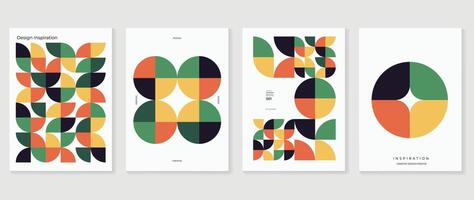 Collection of 70s color gradient poster background. Set of retro wall decoration, groovy, trippy, geometric shape. Vintage hippie wall art for interior, decorative, banner, cover, card. vector