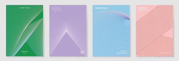 Abstract blend line wave gradient on pastel poster background set. vector
