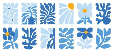 Blue floral patterns in abstract art vector