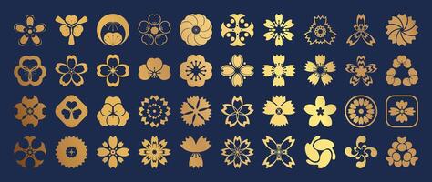Collection of gold floral patterns vector