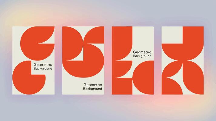 Abstract Geometric Shapes Orange Cream Backgrounds