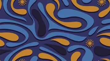 Abstract Organic Shapes Blue Gold Pattern seamless pattern vector