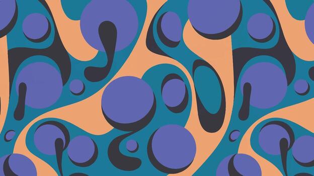 Retro abstract pattern with circles and curves geometric vector