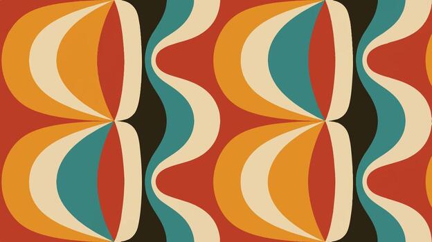 Retro abstract pattern with flowing curves and warm colors vector