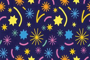 Festive starbursts and curved lines abstract background vector
