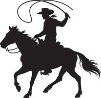 Cowboy riding horse with lasset illustration vector