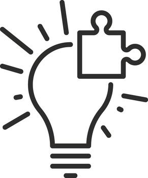 solution icon, light bulb and puzzle, way out, idea, linear sign isolated on white background - editable illustration eps10 vector