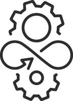 transformation icon, devops management, dev ops production, thin line symbol on white background, rapid education, editable stroke illustration vector