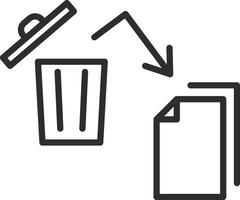 document restored after deletion, recover deleted icon, restore information or data, thin line symbol on white background - editable stroke illustration vector
