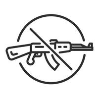 do not military zone, no guns sign, demilitarization icon, thin line illustration vector