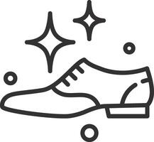 clean shoes icon, shining footwear, shoe cleaning service, thin line symbol on white background - editable stroke illustration vector