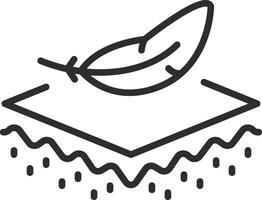soft skin icon, top layer of skin and feather, skincare sensitive, thin line symbol on white background - editable stroke illustration eps 10 vector