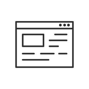 sitio web icono, web navegador ventana, Internet página, Delgado línea símbolo en blanco antecedentes - editable carrera ilustración eps 10 vector