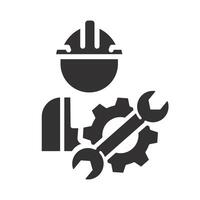 master, man with wrench, icon, service or repair vector