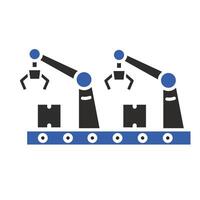 precision robot arms, flat illustration, manufacture icon vector