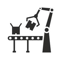 production on factory, automated production line icon, flat illustration vector