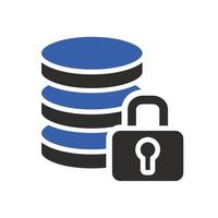 data center with padlock, data protection icon, flat illustration vector