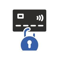 credit card with lock, secure payment icon, financial security, flat illustration vector