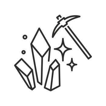 mineral mining icon, natural resources, crystals extraction, simple symbol, linear illustration vector