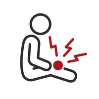 leg pain icon, eg injured foot, hurts shin, thin line symbol on white background - editable stroke illustration vector