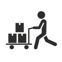 trolley with boxes, goods icon, package dolly, flat illustration vector