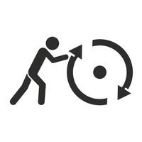 businessman pushing circle arrows, consistency icon, key to success it is effort, flat illustration vector