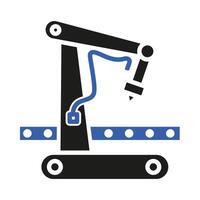 industrial robot arm, machine icon, factory, flat illustration vector