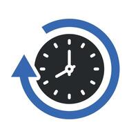 one time daylight, clock icon, arrow around past day, flat illustration vector