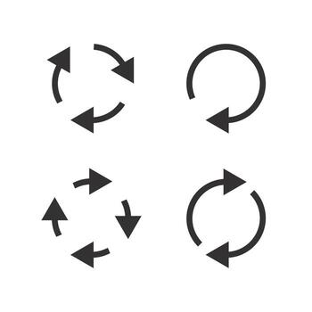 circular reciclar, flechas icono colocar, actualizar y restablecer, mover adelante, conversión plano ilustración vector