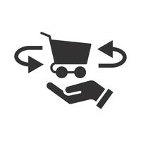 fast pick store, return supermarket order, shop delivery icon, online shopping, flat illustration vector
