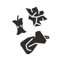 icon of garbage, household waste, can, apple core, crumpled paper, flat illustration vector