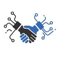 intelligence artificial, digital handshake icon, global partnership, trade revolution technology, flat illustration vector