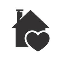 house with heart, stay home icon, quarantine, flat illustration vector