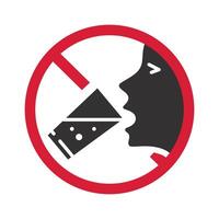 do not ingest or no take into, no drinking icon, protect from ingestion hazard, prohibited flat illustration vector