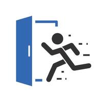fire door, emergency exit icon, safe way, escape, flat illustration vector