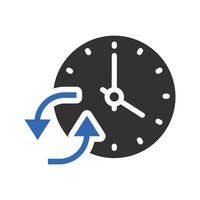 forward or back time on clock, change or update date icon, reverse time, flat illustration vector