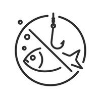fishing prohibited icon, stop fish poacher, thin line symbol on white background - editable stroke illustration vector