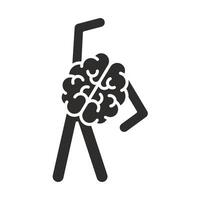 mental health, brain activity icon, concept brain training flat illustration vector