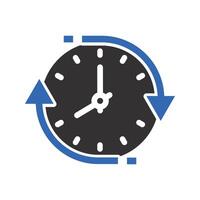 reverse time, change or update date icon, forward or back time on clock, flat illustration vector