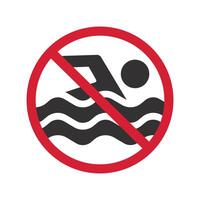 swim in pool forbidden, no swimming icon, flat illustration vector