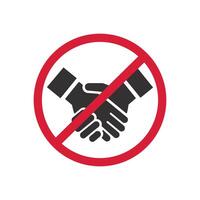 warning forbidding contact, no handshake icon, prohibiting shake, flat illustration vector