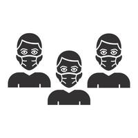 virus infection outbreak, crowd people in medical masks icon, quarantine, flat illustration vector