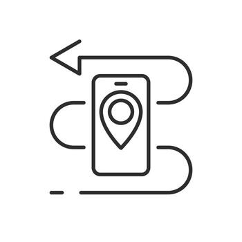 traceability icon, track route, traceability location, thin line symbol, illustration vector