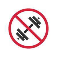 stop bodybuilding workout, forbidden exercise icon, prohibiting gym, closed flat illustration vector