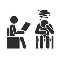 psychotherapy concept, psychologist icon, patient at the doctor's office, mental personality problem, flat illustration vector